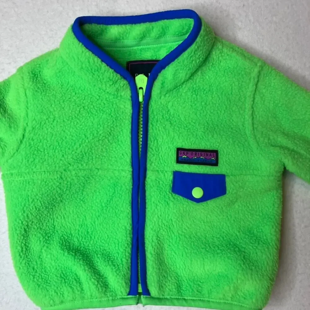 Gap Arctic Fleece Outfit 0-3m Neon Green Sweater Pants Set